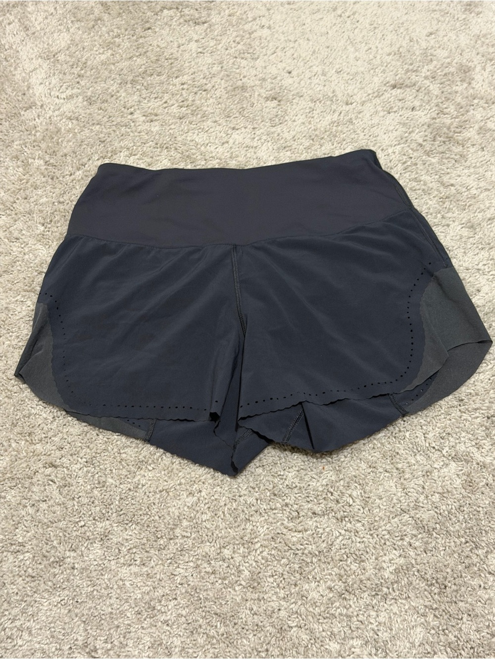 lululemon Black Running Shorts with Scallop Hem